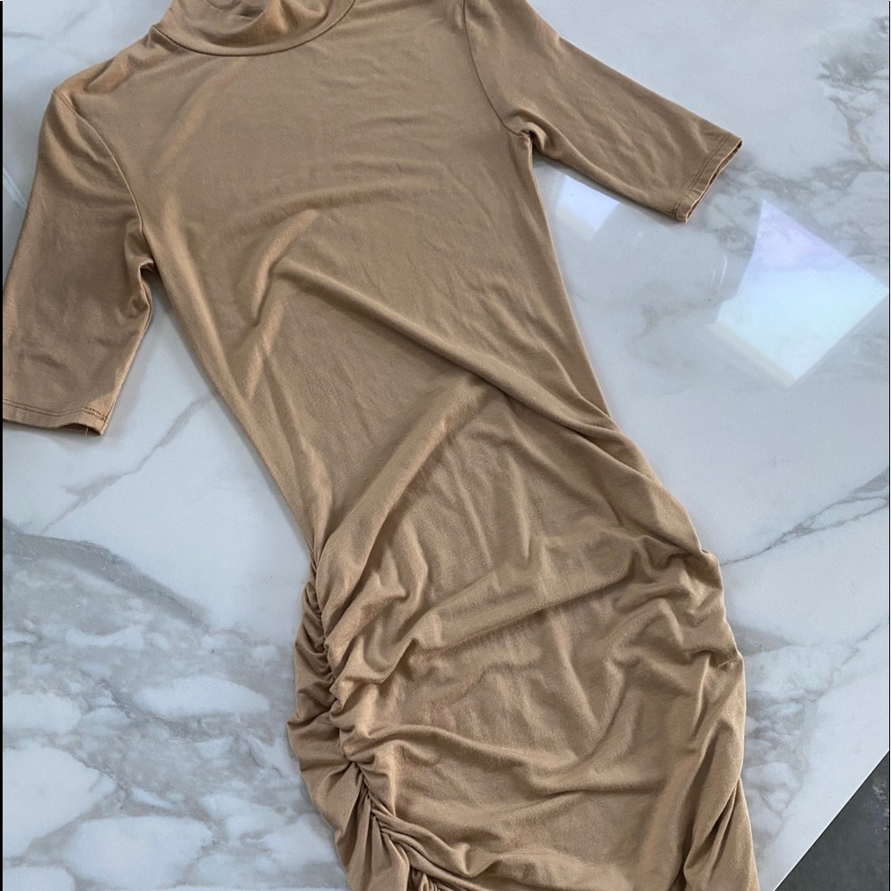 Nude mini turtleneck dress
